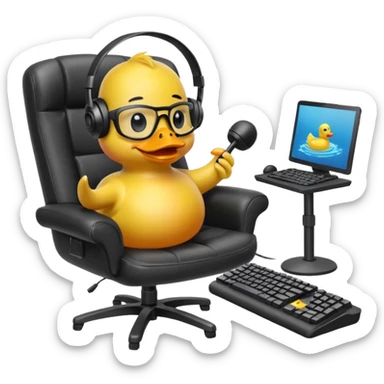Rubber ducky playing fps game sticker