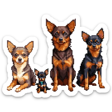 two dark-colored shepherd dogs and a dark-colored miniature pinscher Chihuahua together sticker