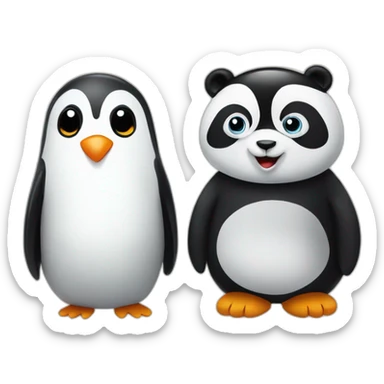 Panda and penguin  sticker