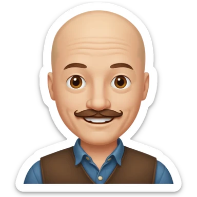 bald and mustached western man sticker