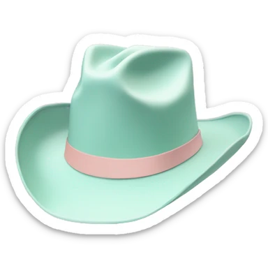 Pastel pink cowboy hat with sea foam coloured band sticker