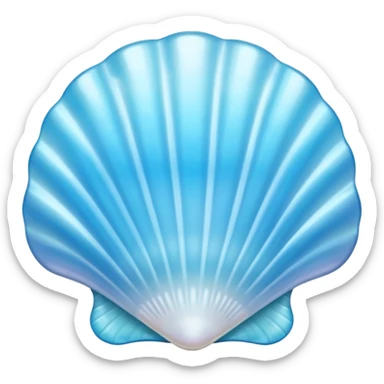 Light blue Mother-of-pearl shell emoji, pearl texture, soft gradient, smooth curves, glossy finish sticker