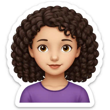 10 year old girl, morena, dark brown curly hair, smirking expression, face in profile sticker