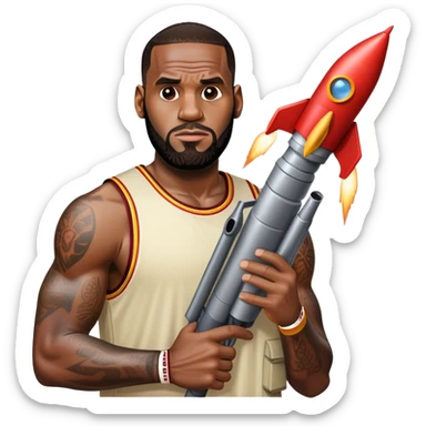 LeBron James with a rocket launcher  sticker
