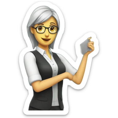 realiza a una maestra dando clases con pizarron sticker