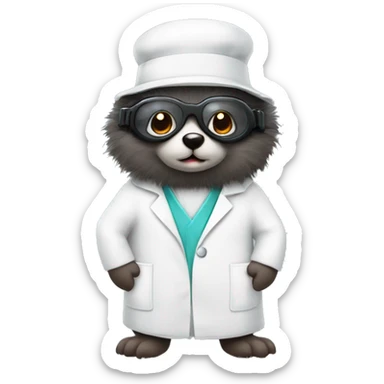 A cute fuzzy mole wearing a labcoat and goggles sticker