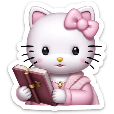 Hello Kitty holding a light pink holy bible sticker