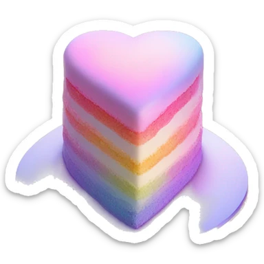 Iridescent gradient hue heart shaped cake with piping sticker