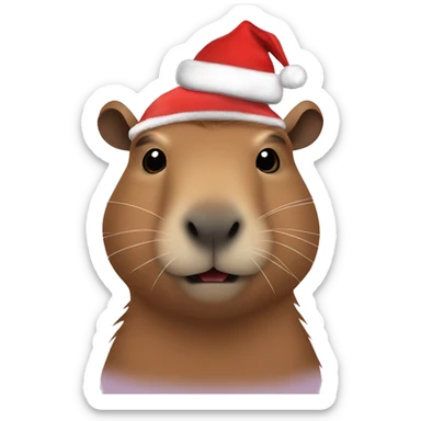 capybara with santa hat sticker