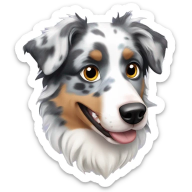 Blue Merle Mini Australian Shepherd with eyes of different color  sticker