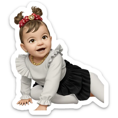 girl in skirt with jewelry sticker