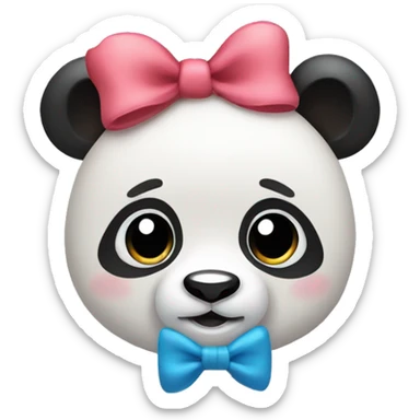 Panda teddy bear with bow on ear sticker