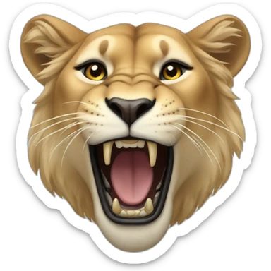 Lioness roaring sticker