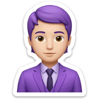 lavender-purple Suit, smooth rounded neckline, simple design, glossy surface, plain background, Memoji-style. sticker