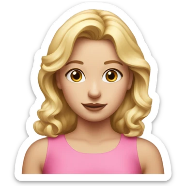 realistic portrait of a blonde girl in a pink dress  sticker
