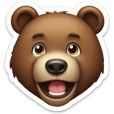 Brown bear with a derpy face sticker