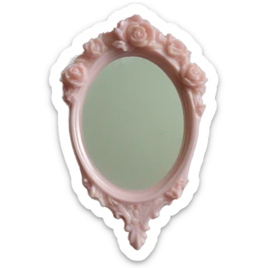 vintage rococo light pink dainty floral hand mirror sticker