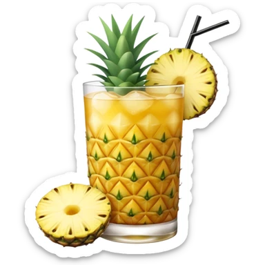 yellow pineapple refresher cocktail with only one slice of pinapple sticker