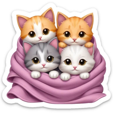 Disney-style cute kittens cozy in blankets sticker