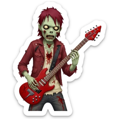 Zombie playing a heavy metal guitar sticker