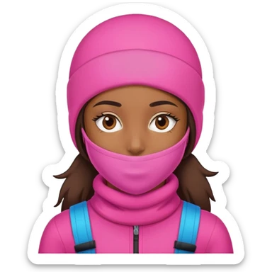 brown girl wearing pink ski mask sticker