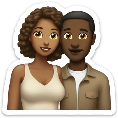 Black guy tan girl brown hair kissing sticker