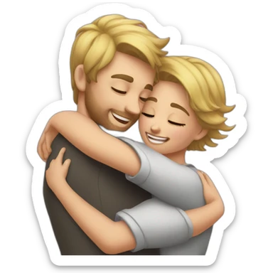 squeeze hug girl boy super happy sticker