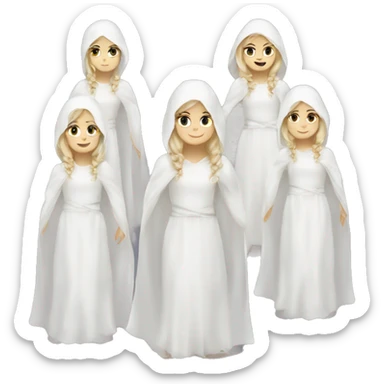Six white Caucasian girls in ghost costumes Caucasian white  sticker