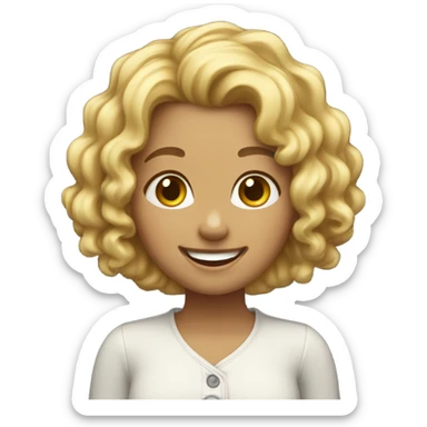 Blonde girl with a little curly hair smiling sticker