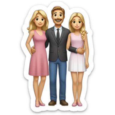 un couple et leur 2 filles sticker