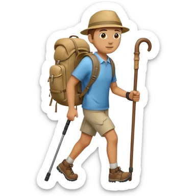 walking stick and backpack, trekking sticker