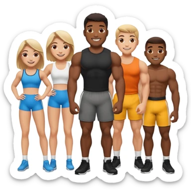 Hunky black men with one white girl in the middle sticker
