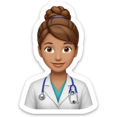healthcare instructor standing up brown hair updo sticker