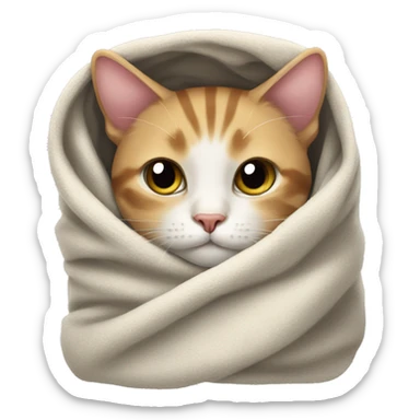 cat in a blanket sticker