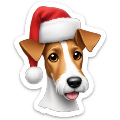 foxterrier with christmas hat sticker