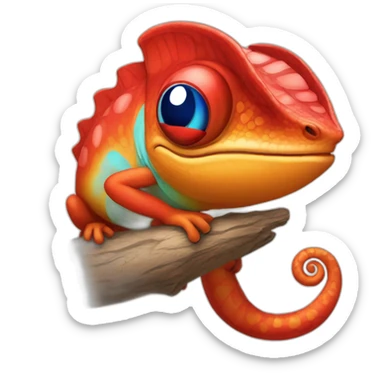 red-chameleon-with-letter-Q sticker