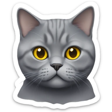 Grey British shorthair cat with yellow eyes and super cute  sticker