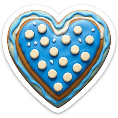 gingerbread heart cookie with white icing and blue sprinkles sticker
