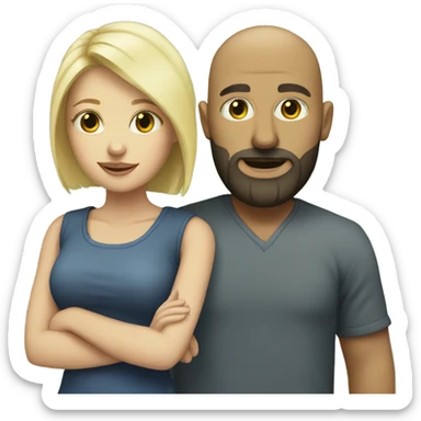 Blonde girl with bald man with dark beard  sticker