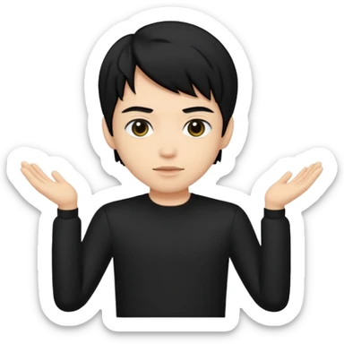 Neo from The Matrix with light skin, black hair, black outfit sticker