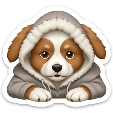 dog with a hoodie laying down  sticker