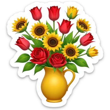 A mix bouquet of roses, Sunflowers and Tulips sticker