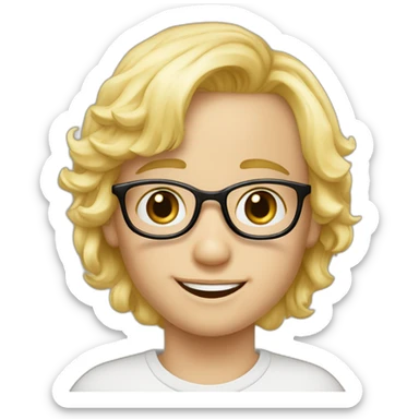 Petit garçon blond lunette et dent du bonheur sticker