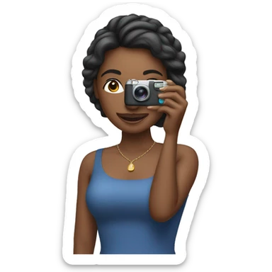A woman taking pictures with an iPhone sticker
