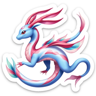 Milotic-Sylveon-Dragonair-Fakémon-hybrid-creature (full body)  sticker