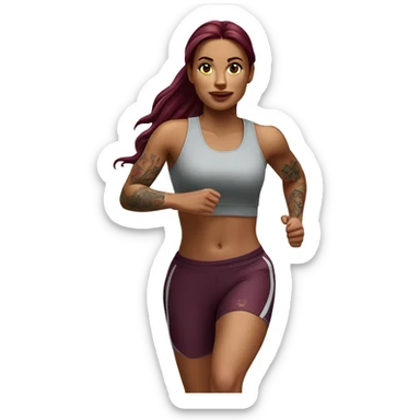 Beautiful tattooed  burgundy long haired woman jogging sticker