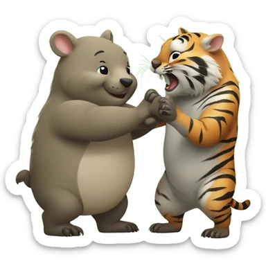 Wombat high fiving tiger sticker