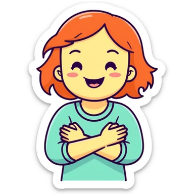 choking hands crossed laughing girl sticker