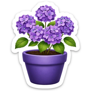 purple hydrangeas flower pot sticker