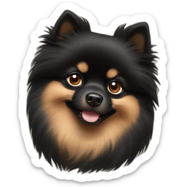 black Pomeranian spitz with tan sticker